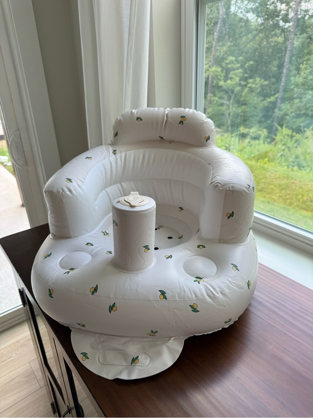 Inflatable Baby Seat with Lemon Print - White